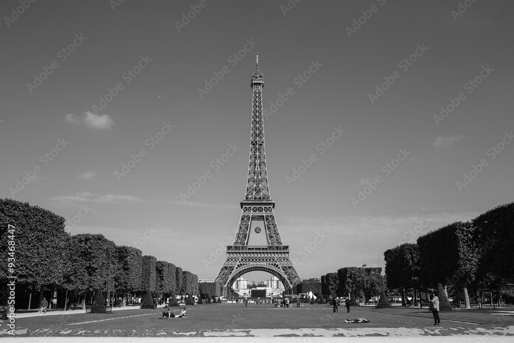 Eiffel tower, Paris, black and white image