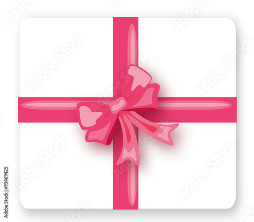 Geschenk mit rosa Schleife von oben