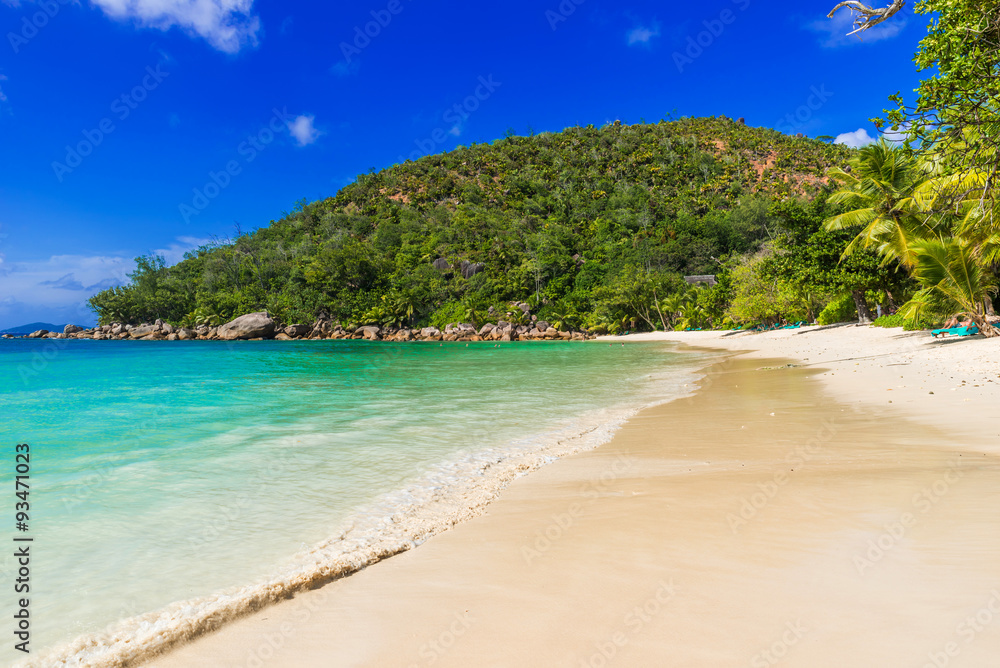 Anse Kerlan - Tropical beach in Seychelles, Praslin Anse Kerlan - Tropical beach in Seychelles, Praslin