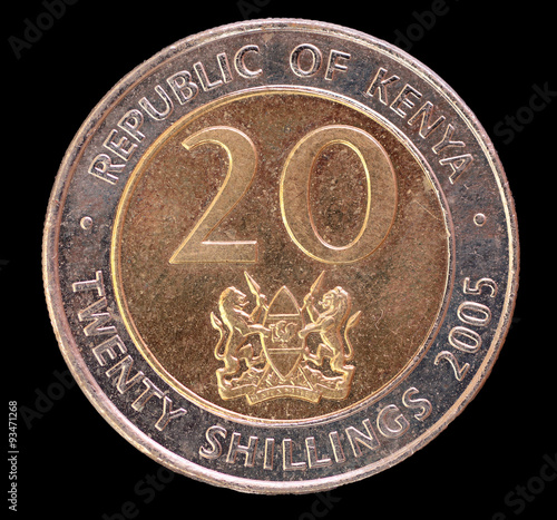 Obraz na plátně Tail of a 20 shilling coin, issued by Kenya in 2005