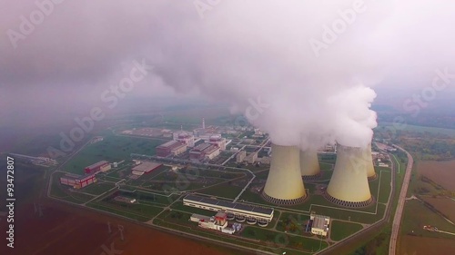 Aerial view to nuclear power plant. photo