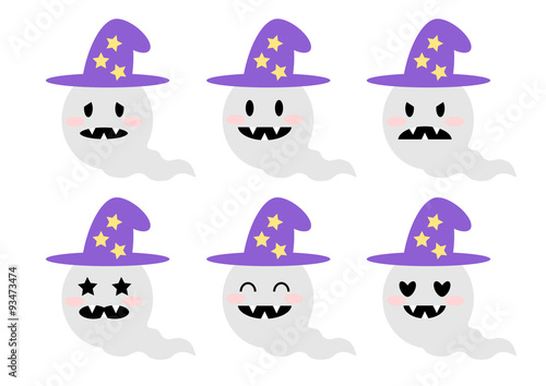 ハロウィンのお化けのアイコンイラストセット