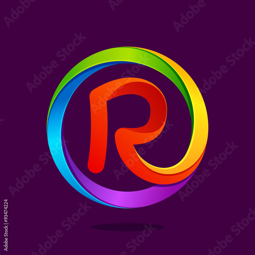 R letter colorful logo in the circle