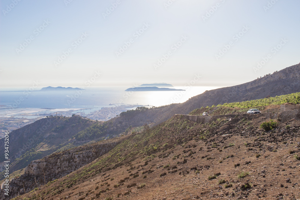 Fototapeta premium Egadi islands view from Erice