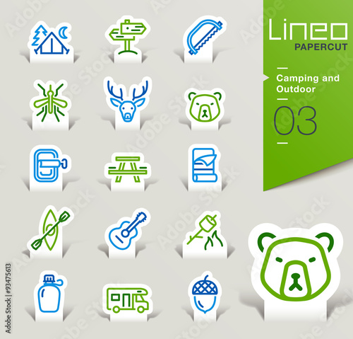 Lineo Papercut - Camping and Outdoor outline icons