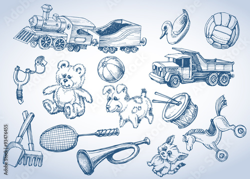 Toys set, hand drawings