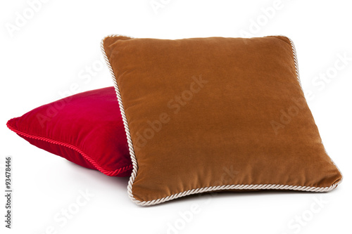 red and brown pillows
