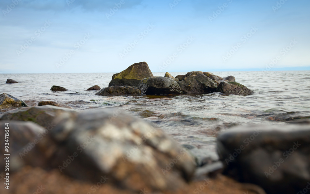 rocky coast of Lake Baikal.