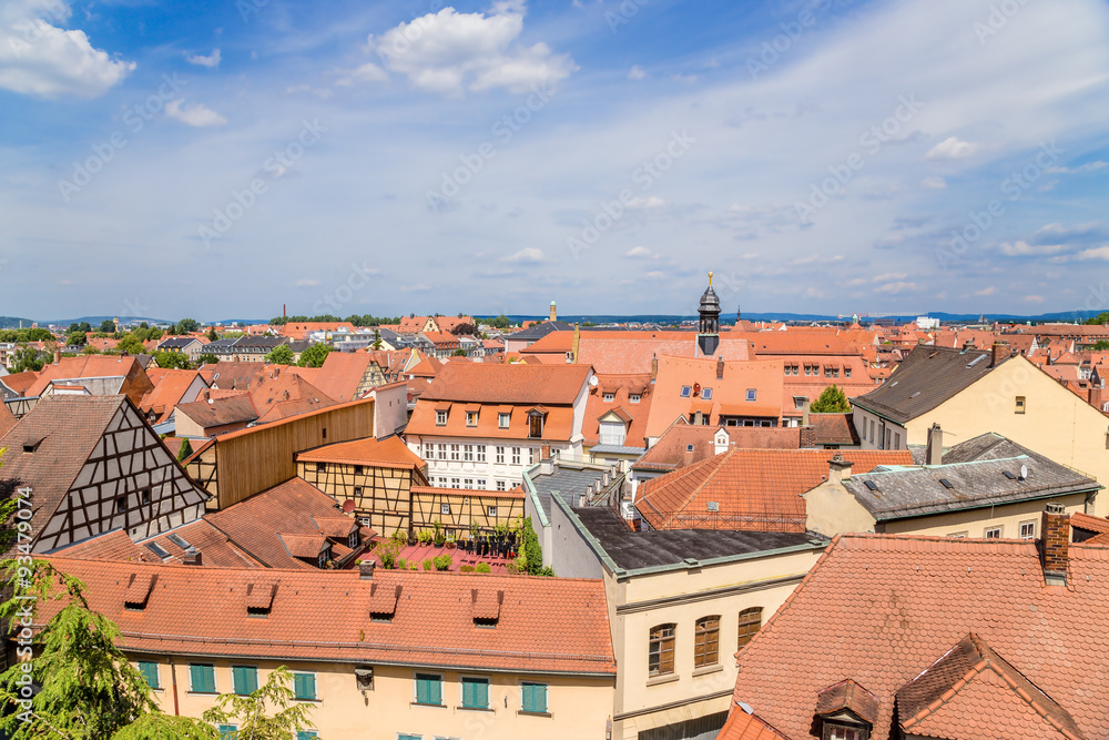 Bamberg. Tile roofs of the ancient city.   Historic city center of Bamberg is a listed UNESCO world heritage site 