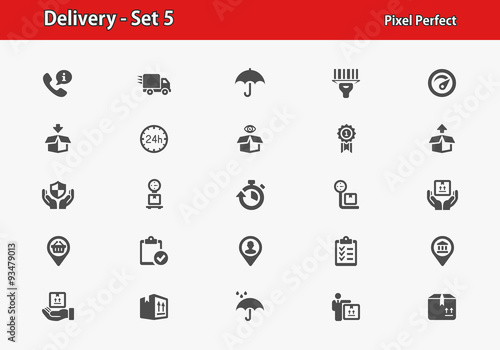 Delivery Icons. Professional, pixel perfect icons optimized for both large and small resolutions. EPS 8 format.