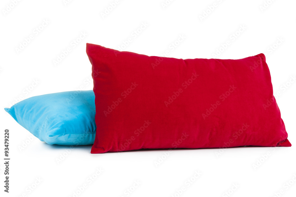 red and blue pillows - obrazy, fototapety, plakaty 