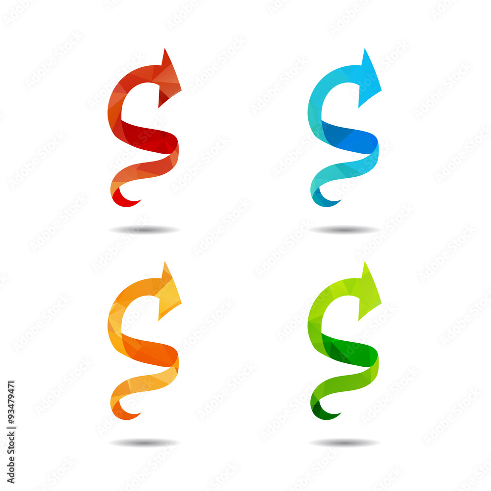 Isolated triangle polygonal arrows set Isolated triangle polygonal arrows set