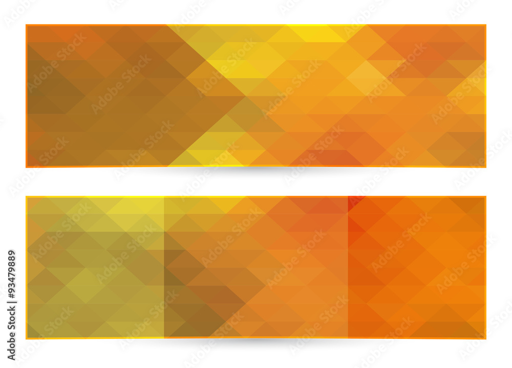 Autumn horizontal banner, vector polygonal background 