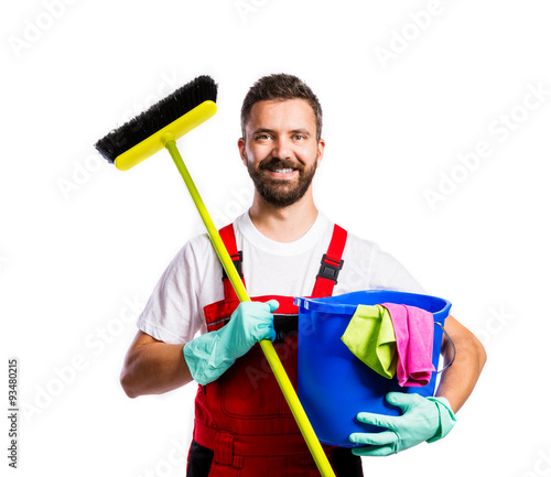 Young handsome cleaner photo