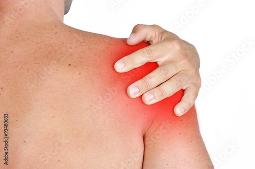 Man having a painful shoulder
