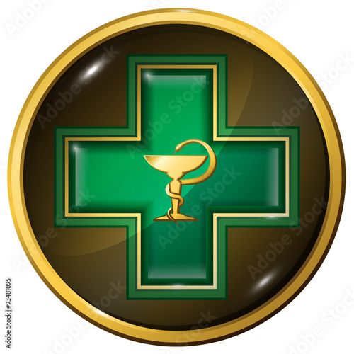 Health services sign, symbol. Medicine snake symbol, cross