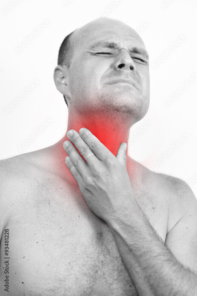 Naklejka premium Man with a sore throat