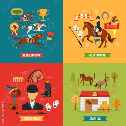 Horse Riding Design Concept Set 