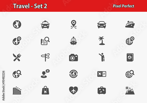 Travel Icons. Professional, pixel perfect icons optimized for both large and small resolutions. EPS 8 format.
