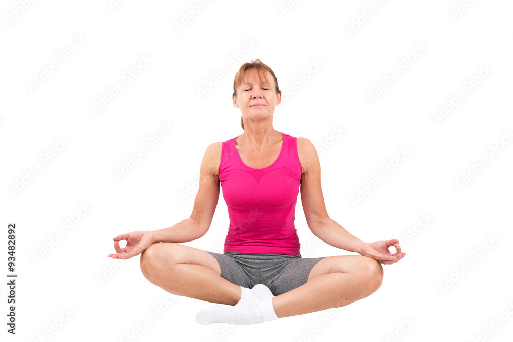 Woman meditating -isolated