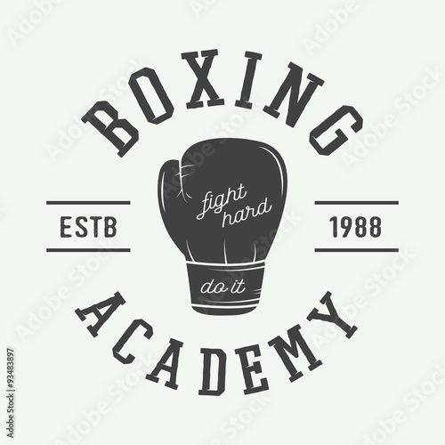 Boxing and martial arts logo, badge or label in vintage style.