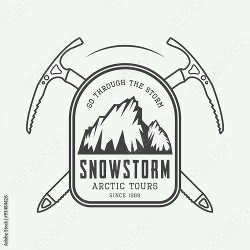 Vintage mountaineering and arctic expeditions logos, badges, emb