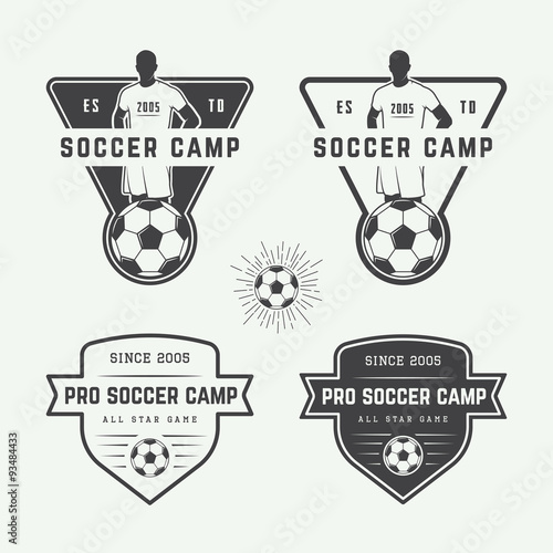 Set of vintage soccer or football logo, emblem, badge.