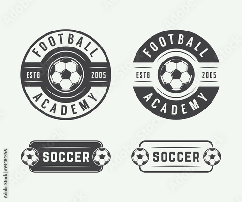 Set of vintage soccer or football logo, emblem, badge.