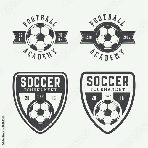 Set of vintage soccer or football logo, emblem, badge.