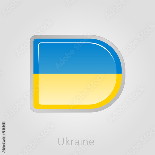 Ukraine flag button, vector illustration