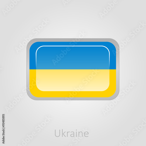 Ukraine flag button, vector illustration