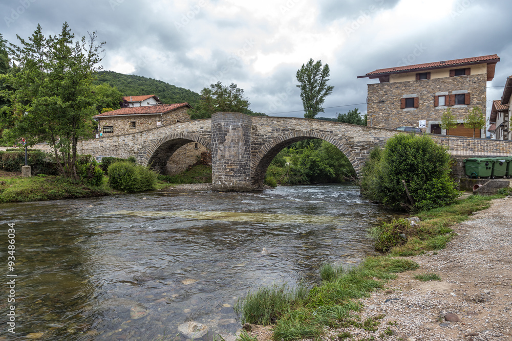The medieval bridge in Zubiri on the Camino de Santiago