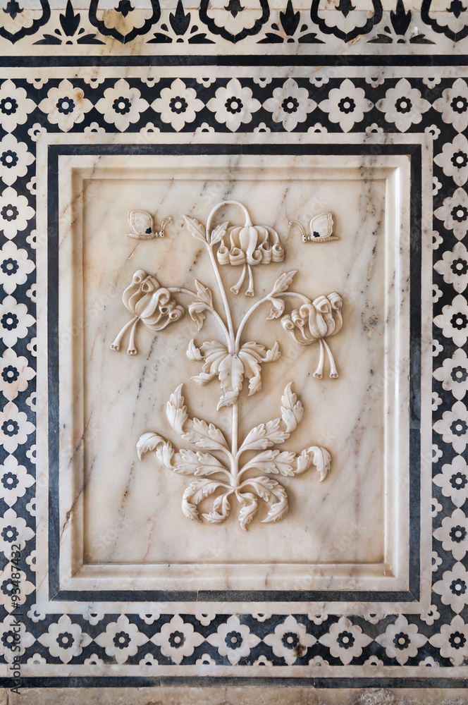 Flower relief on marble
