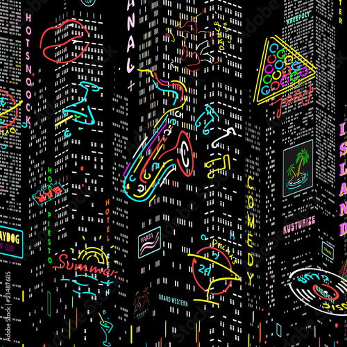Photography Background City Nightlife Vector