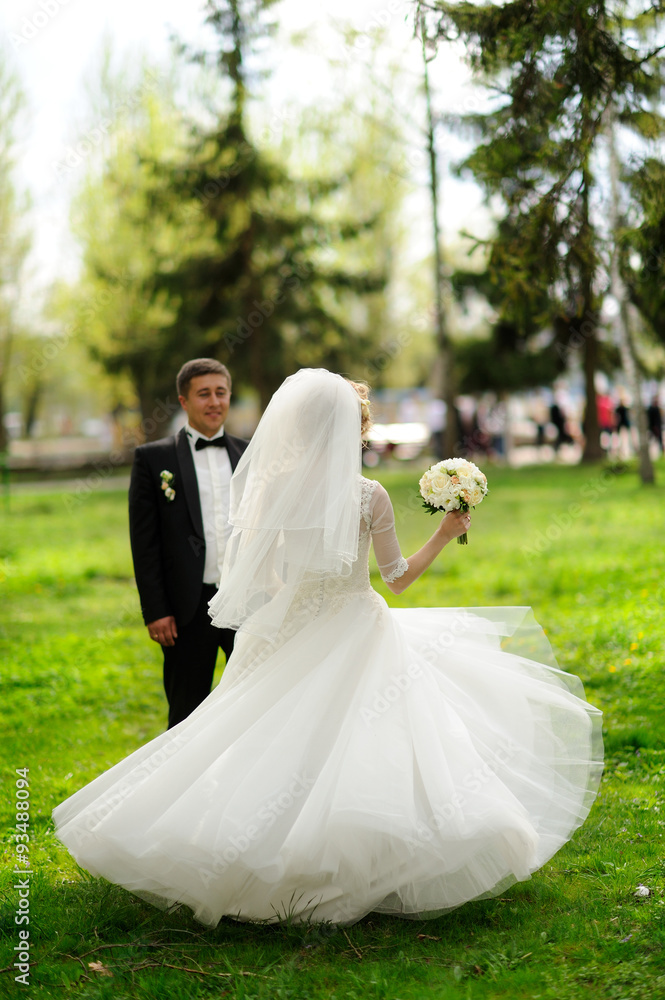 Happy bride and groom on their wedding Happy bride and groom on their wedding