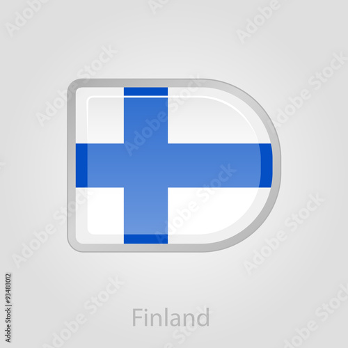 Finland flag button, vector illustration
