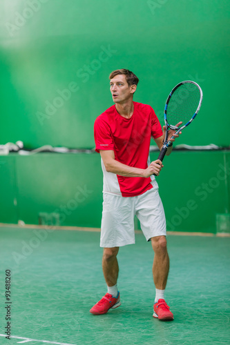 Professional tennis player have a training
