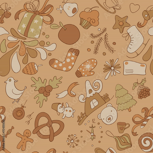 Retro seamless vector christmass pattern variant