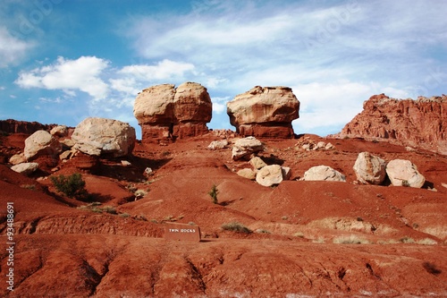 Capitol Reef's Red Rocks- Twin Rocks in Capitol Reef National Park, Utah