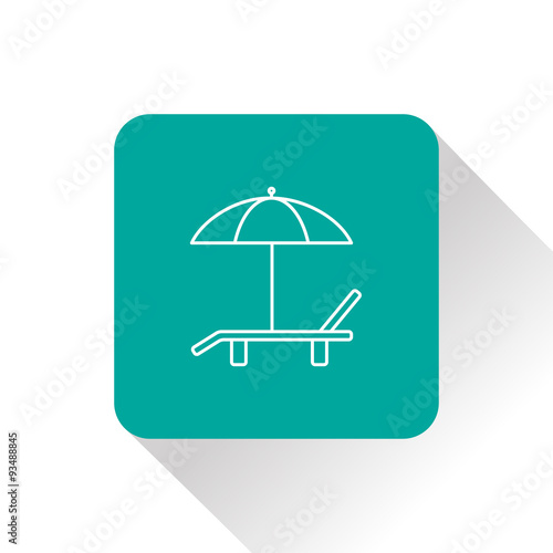 Beach vector icon. Umbrella with deck chair