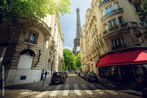 building in Paris near Eiffel Tower #93490299