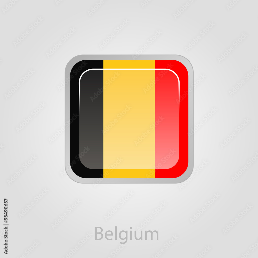 Fototapeta premium Belgium flag button, vector illustration
