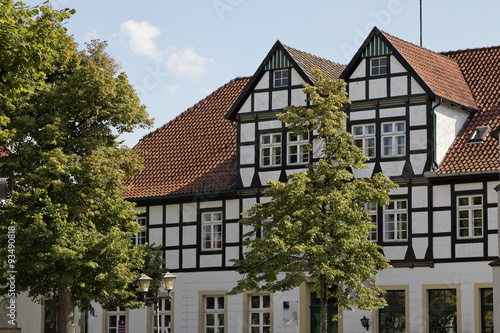 Timbered house in Bad Essen, Osnabrueck country, Lower Saxony, Germany, Europe