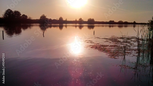 Autumn sunset in the river