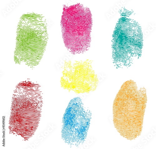 Set of fingerprints, vector illustration isolated on white