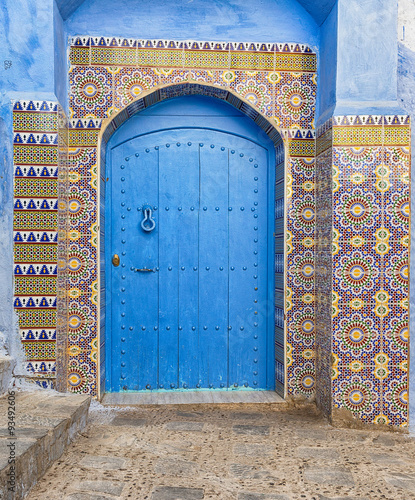 Blue door with surrounded w...