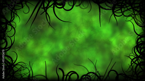 Abstract Black Vines Border Illustration - Green