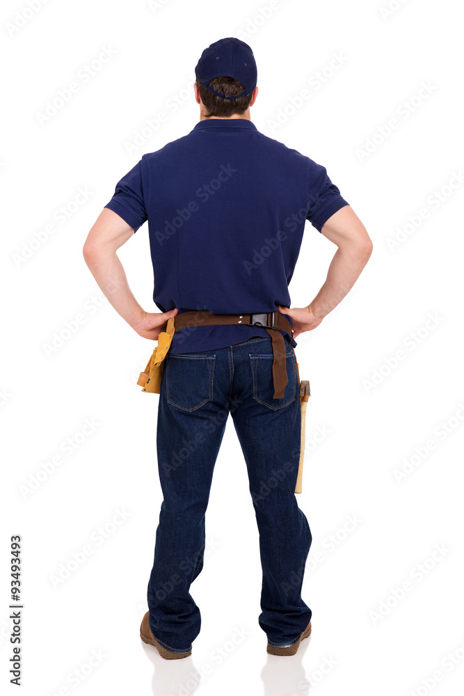 rear view of young repairman rear view of young repairman