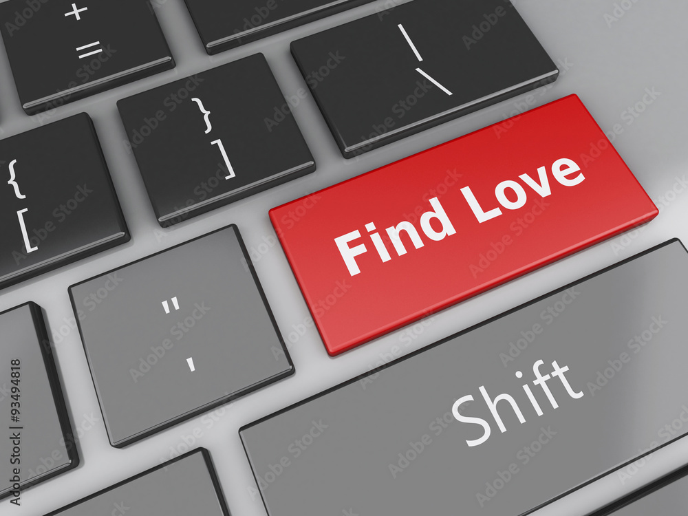 Fototapeta premium 3d Computer keyboard with Love button.