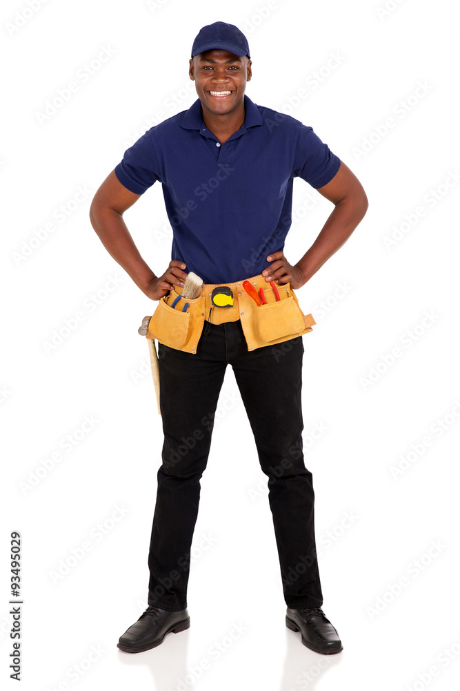 african craftman with tool-belt african craftman with tool-belt